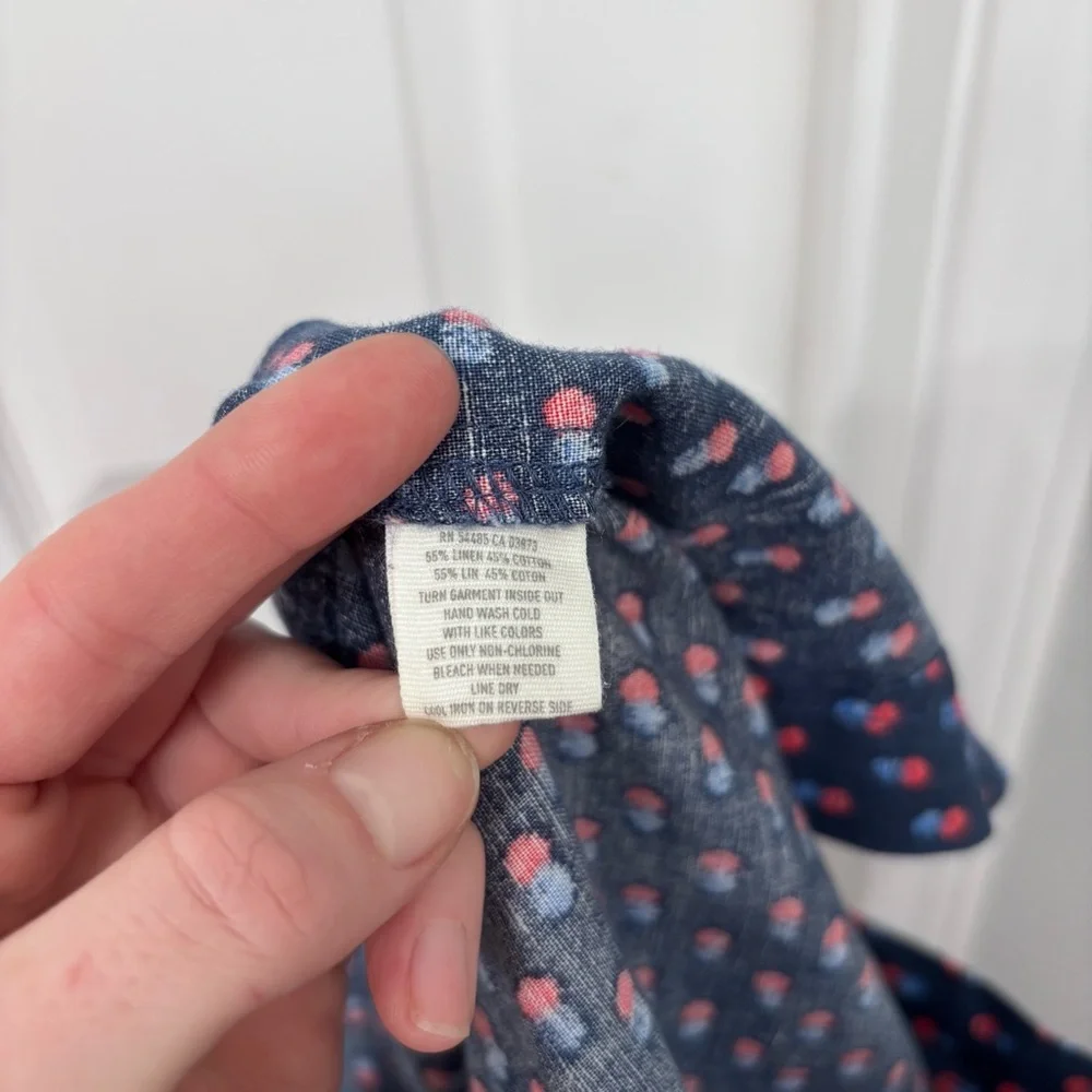 Navy Linen Blend Dot Sundress | Aerie Size M - Picture 8 of 12